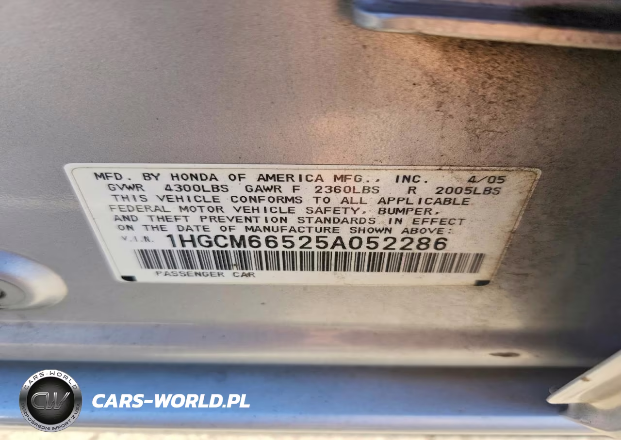2005 Honda Accord Ex VIN:1HGCM66525A052286 - 12