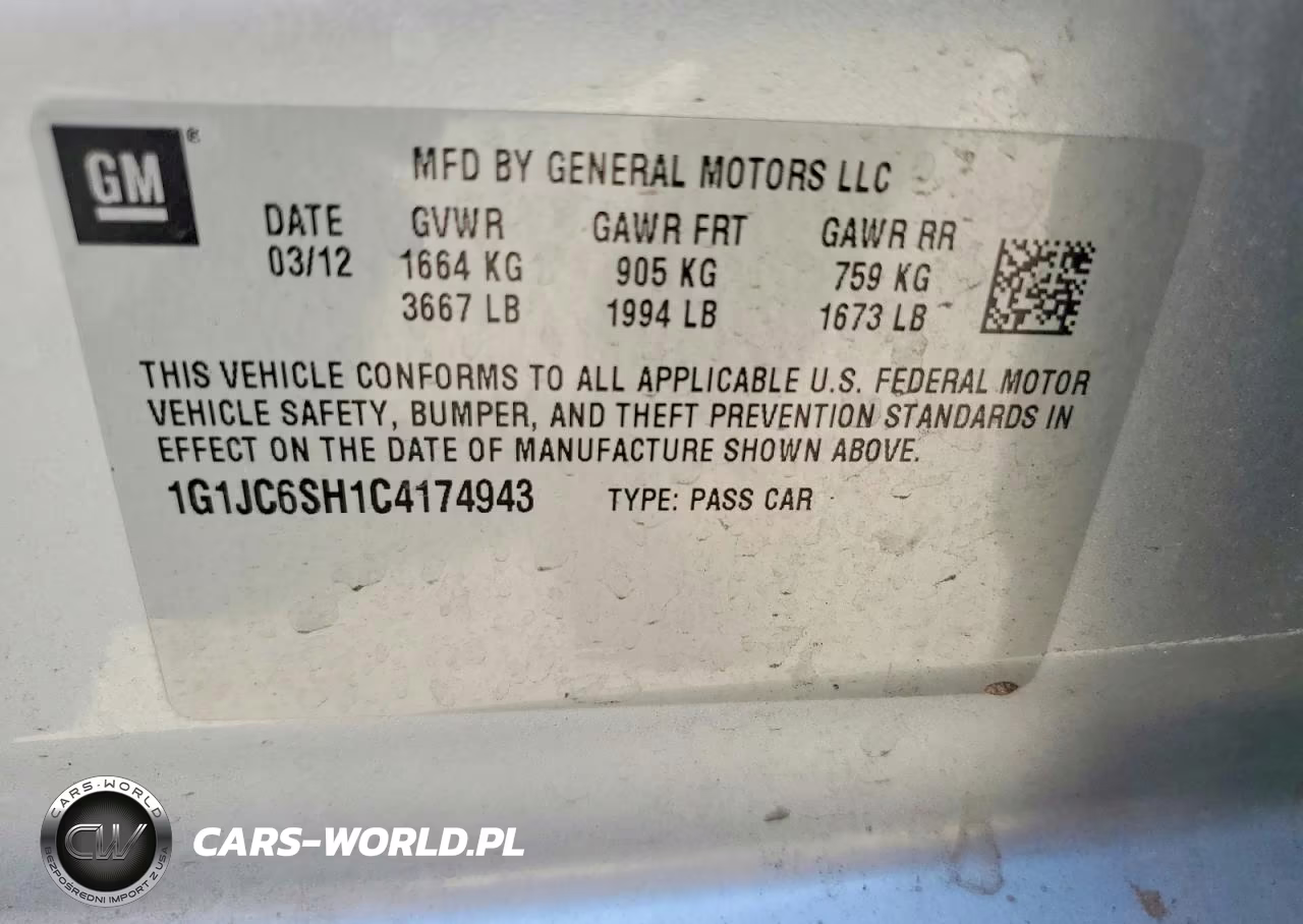 2012 Chevrolet Sonic Lt VIN:1G1JC6SH1C4174943 - 12