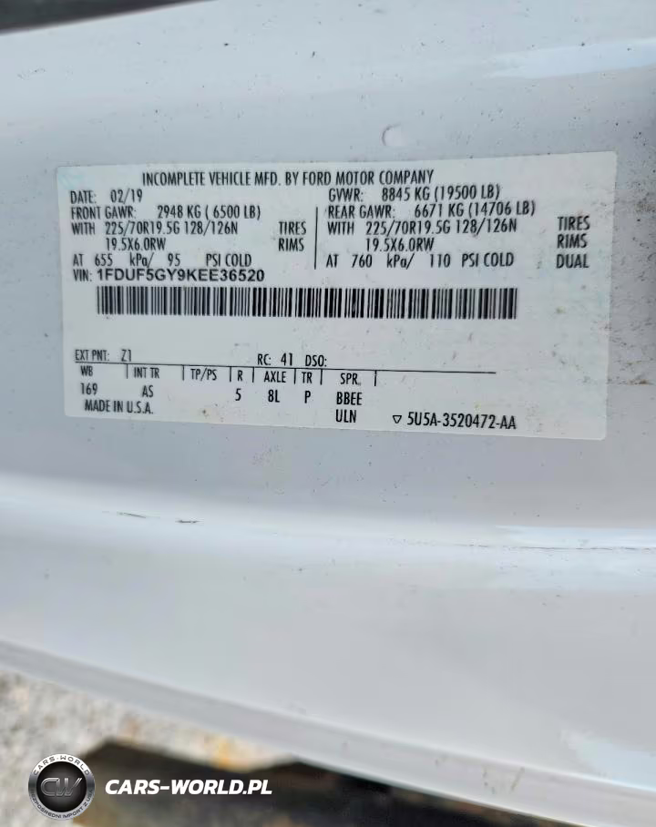 2019 Ford F550 Super Duty VIN:1FDUF5GY9KEE36520 - 13
