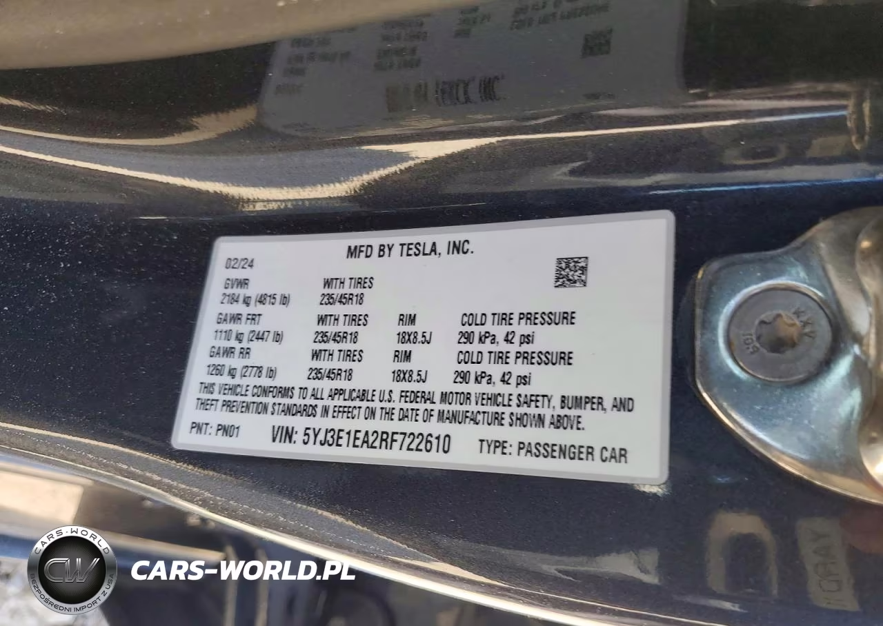 2024 Tesla Model 3 VIN:5YJ3E1EA2RF722610 - 12