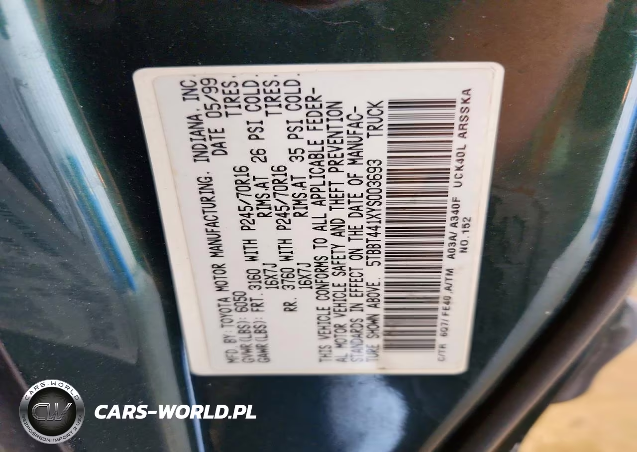 2000 Toyota Tundra Sr5 VIN:5TBBT441XYS003693 - 12