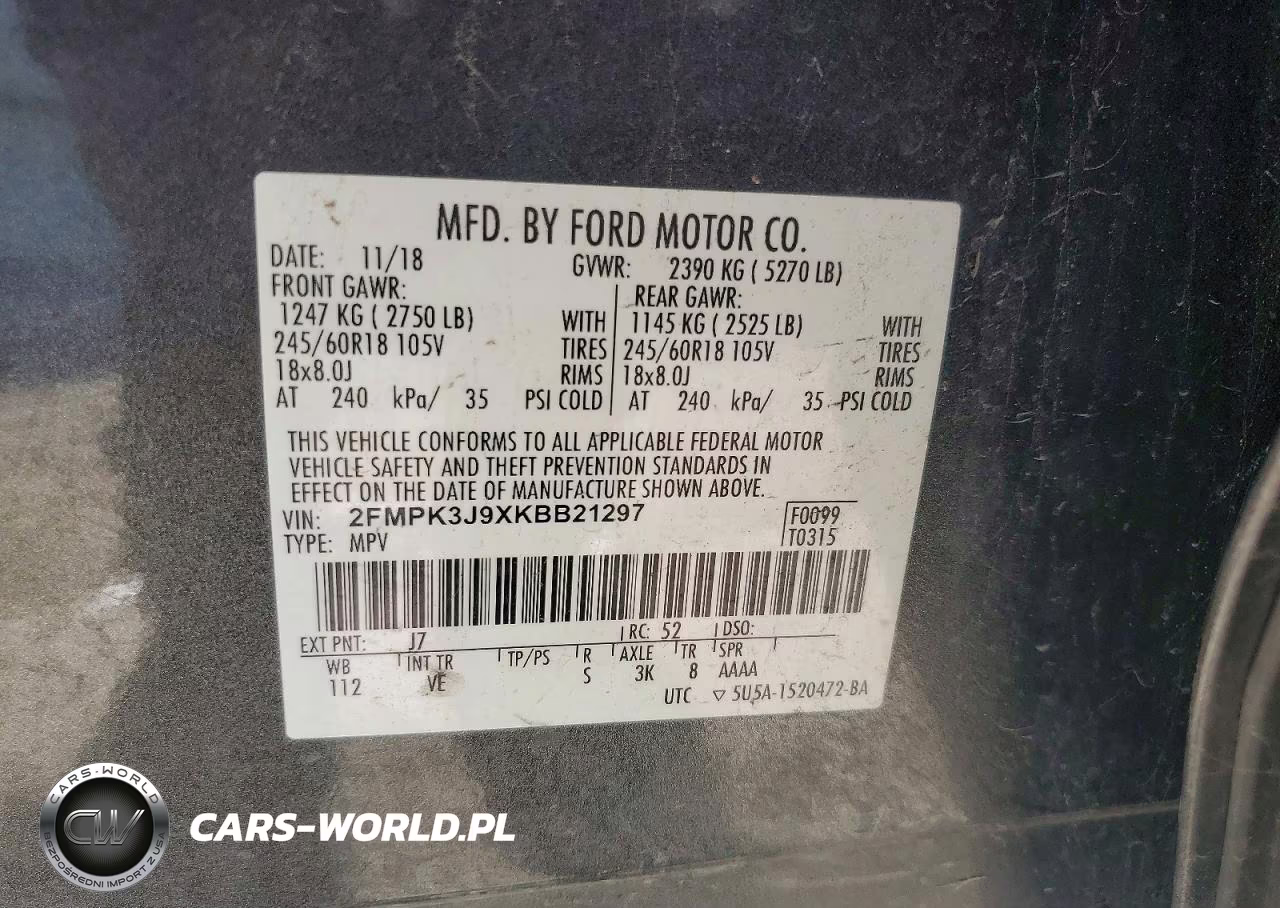 2019 Ford Edge Sel VIN:2FMPK3J9XKBB21297 - 12