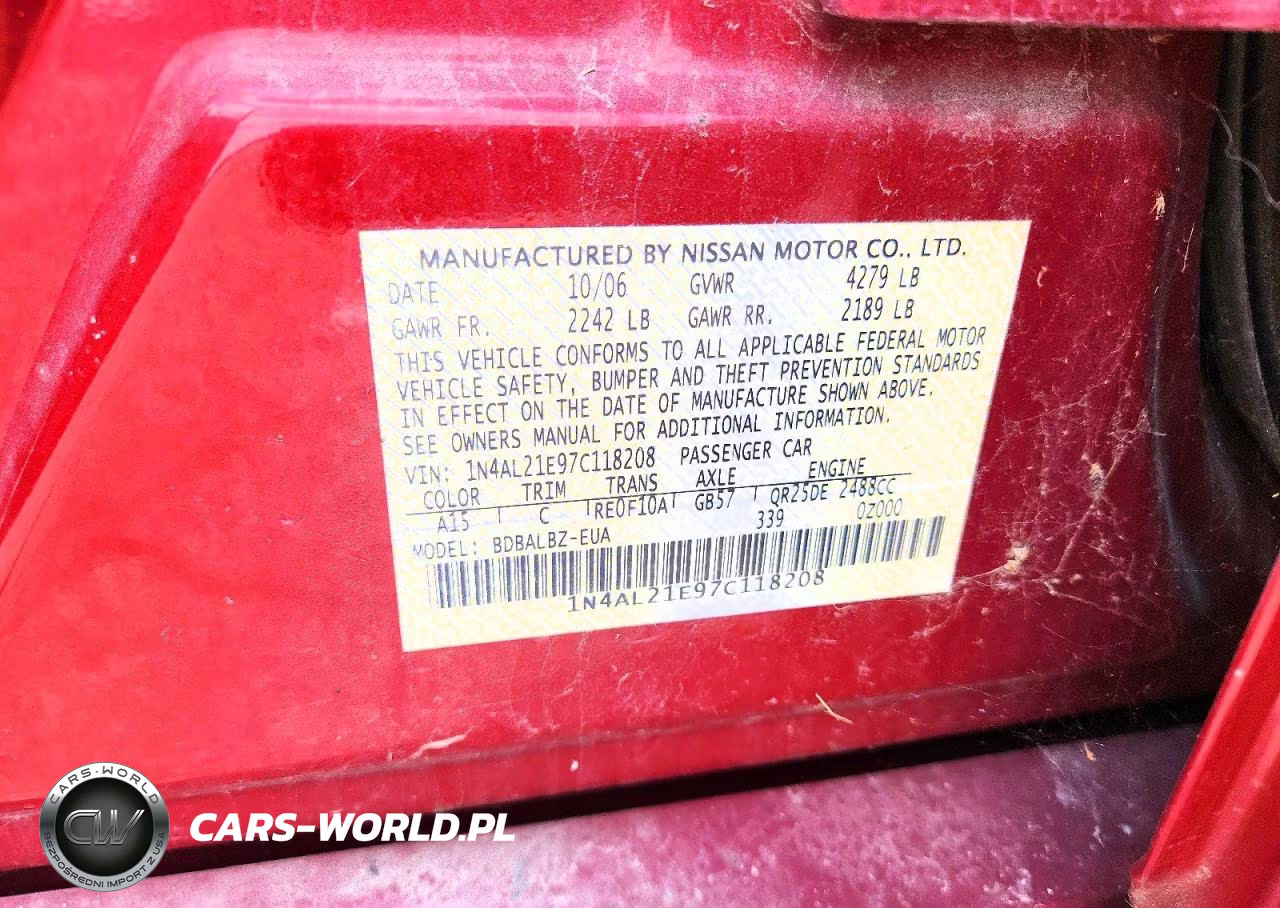 2007 Nissan Altima 2.5 VIN:1N4AL21E97C118208 - 12