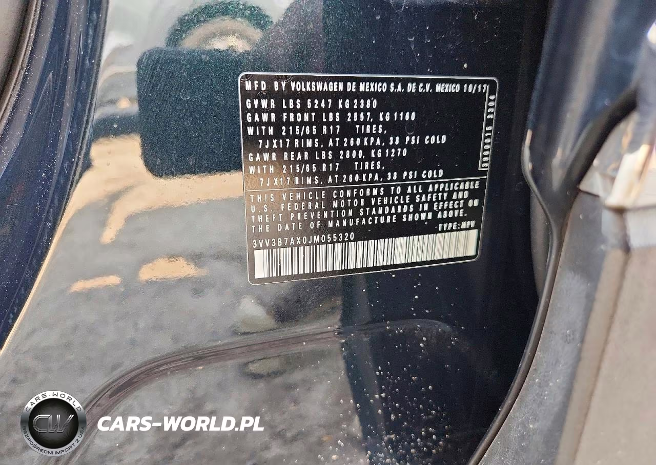 2018 Volkswagen Tiguan Se VIN:3VV3B7AX0JM055320 - 13
