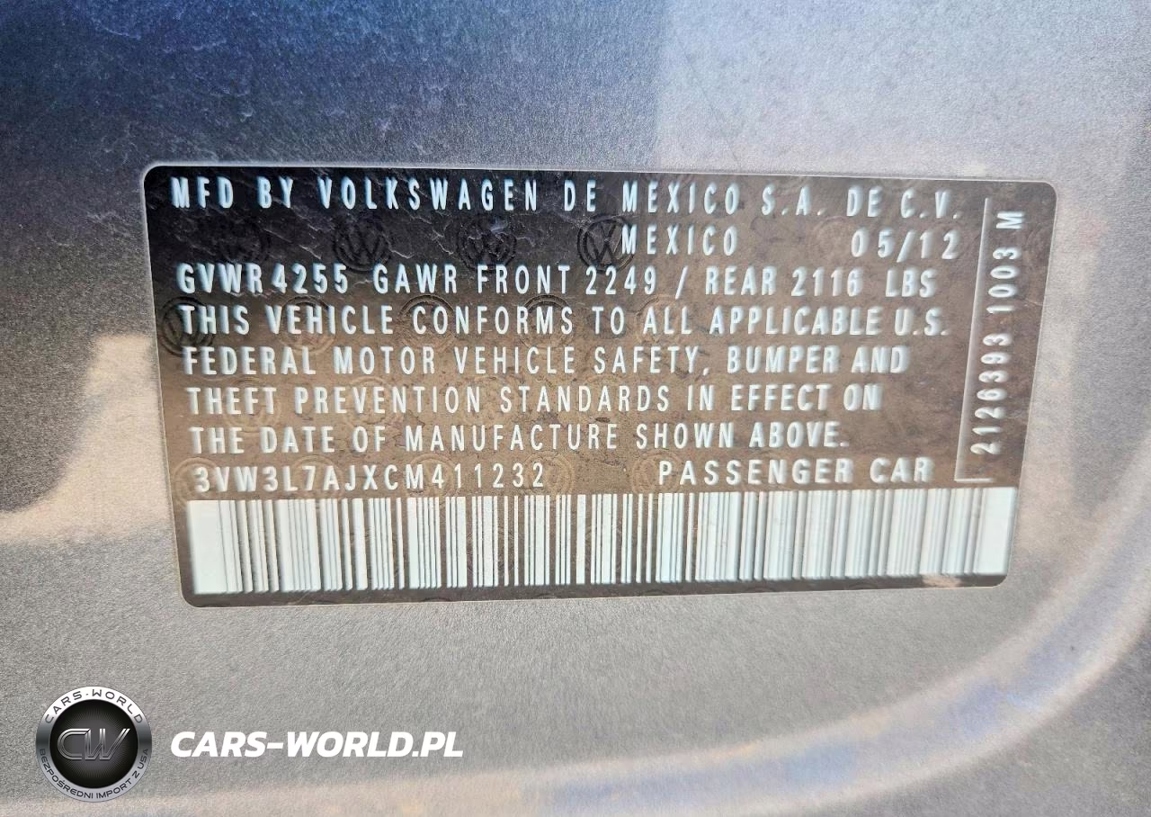 2012 Volkswagen Jetta Tdi VIN:3VW3L7AJXCM411232 - 12