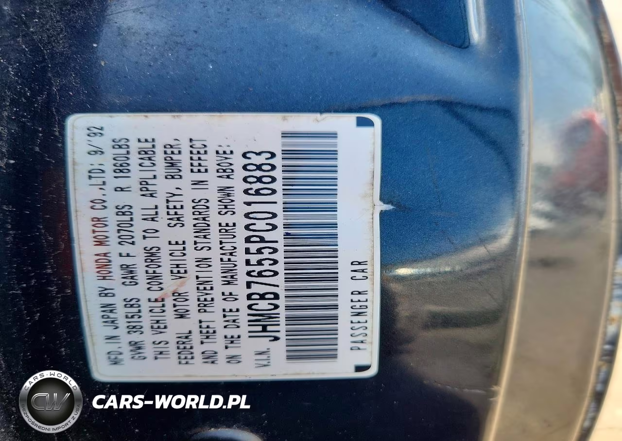 1993 Honda Accord Lx VIN:JHMCB7655PC016883 - 13