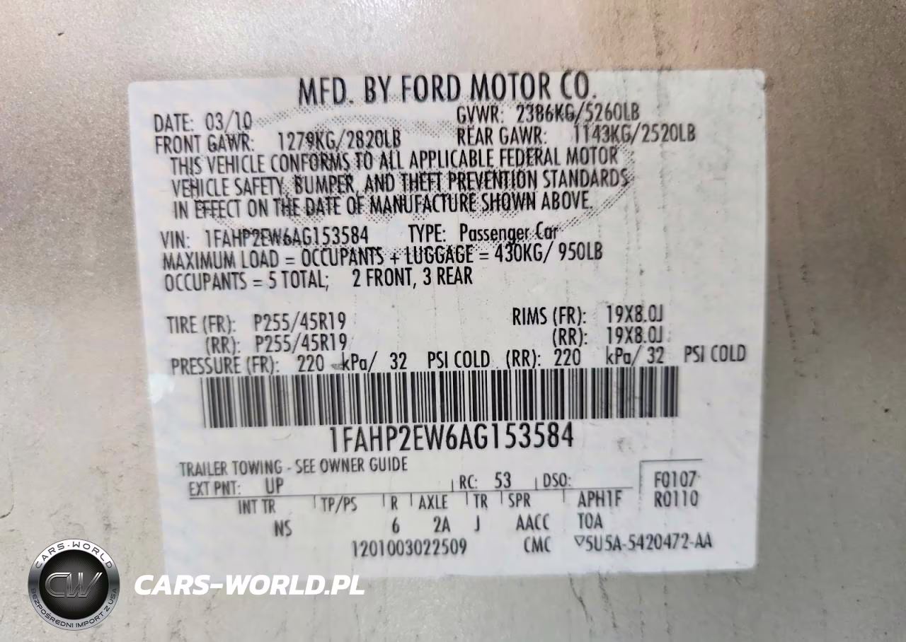 2010 Ford Taurus Sel VIN:1FAHP2EW6AG153584 - 12