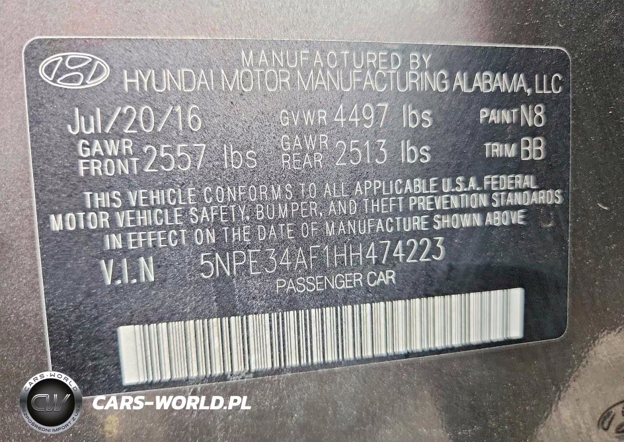 2017 Hyundai Sonata Sport VIN:5NPE34AF1HH474223 - 12