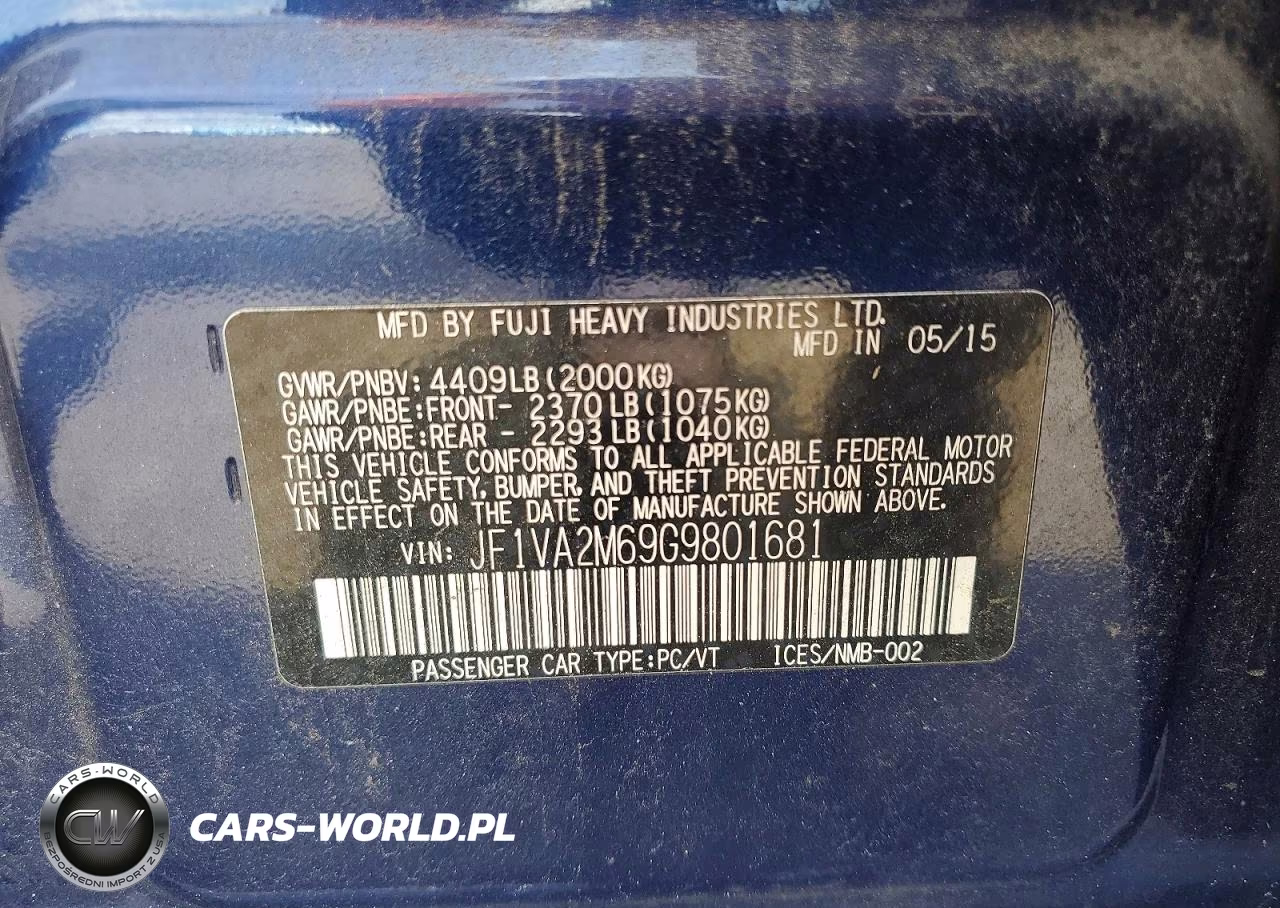 2016 Subaru Wrx Sti VIN:JF1VA2M69G9801681 - 13