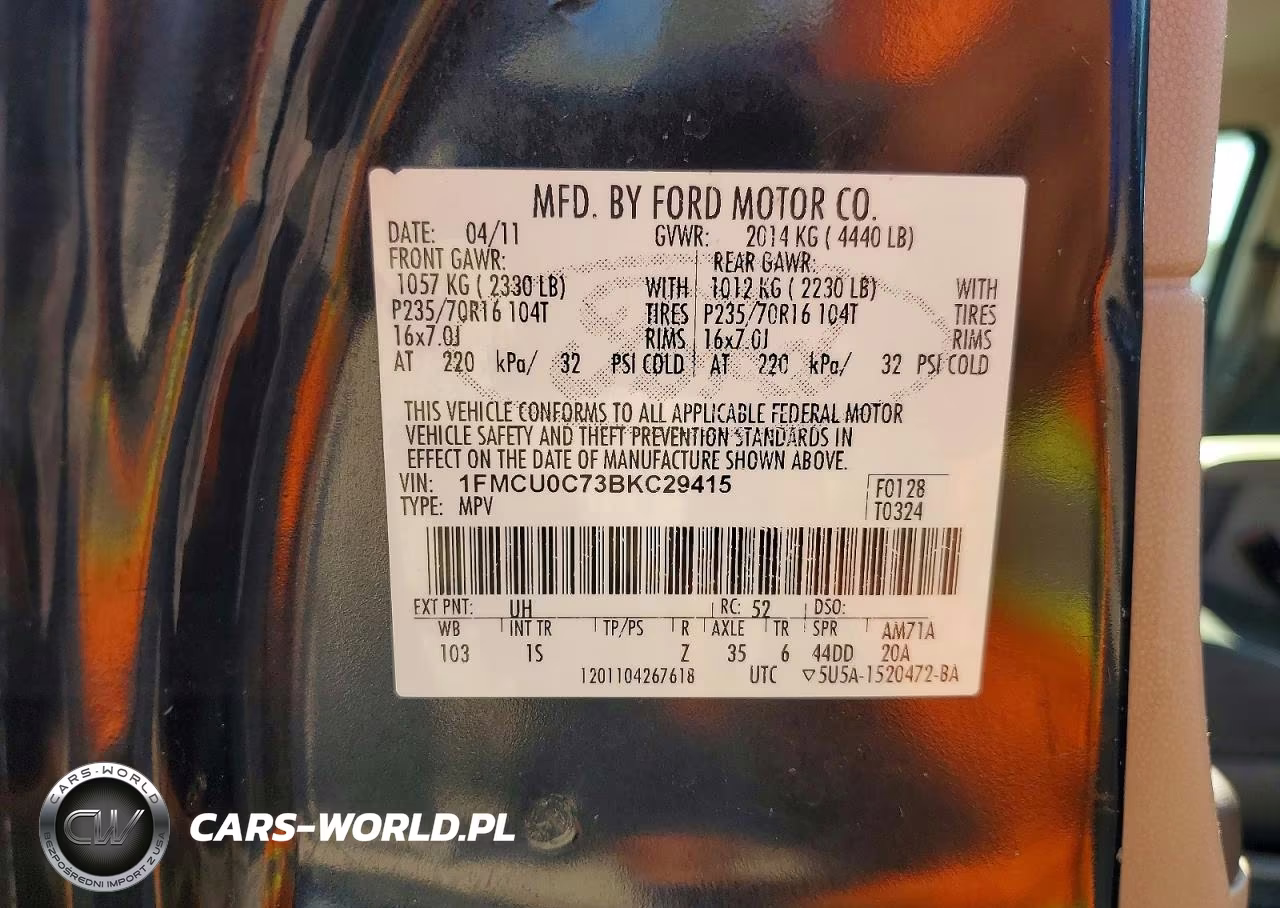 2011 Ford Escape Xls VIN:1FMCU0C73BKC29415 - 13