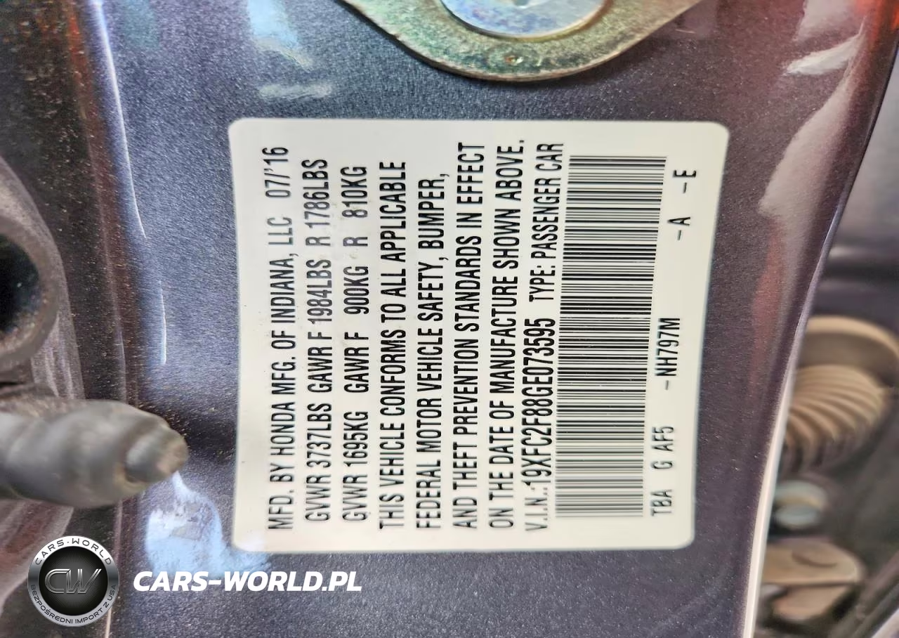 2016 Honda Civic Ex VIN:19XFC2F88GE073595 - 12