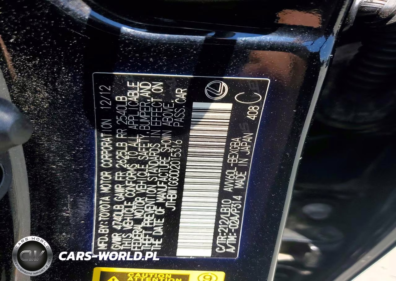 2013 Lexus Es 300H VIN:JTHBW1GG0D2015316 - 12