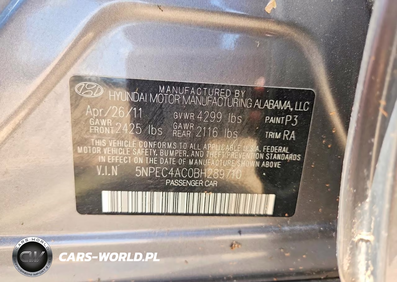 2011 Hyundai Sonata Se VIN:5NPEC4AC0BH289710 - 12
