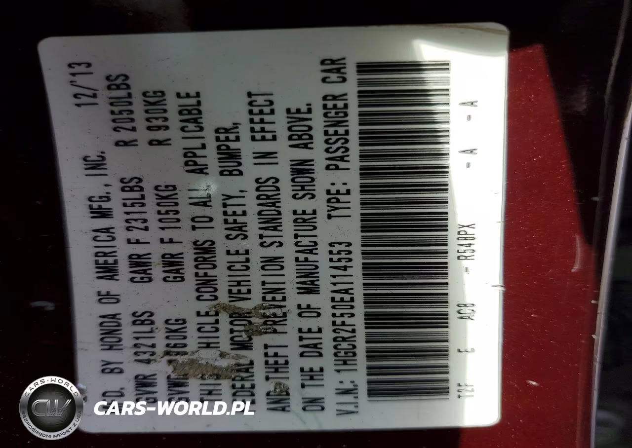 2014 Honda Accord Sport VIN:1HGCR2F50EA114553 - 12