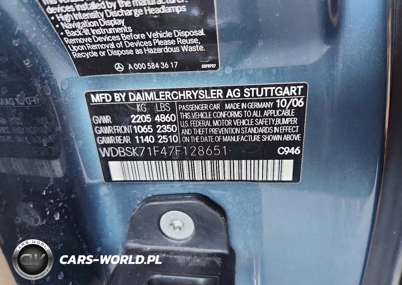 2007 Mercedes-Benz Sl 550 VIN:WDBSK71F47F128651 - 12