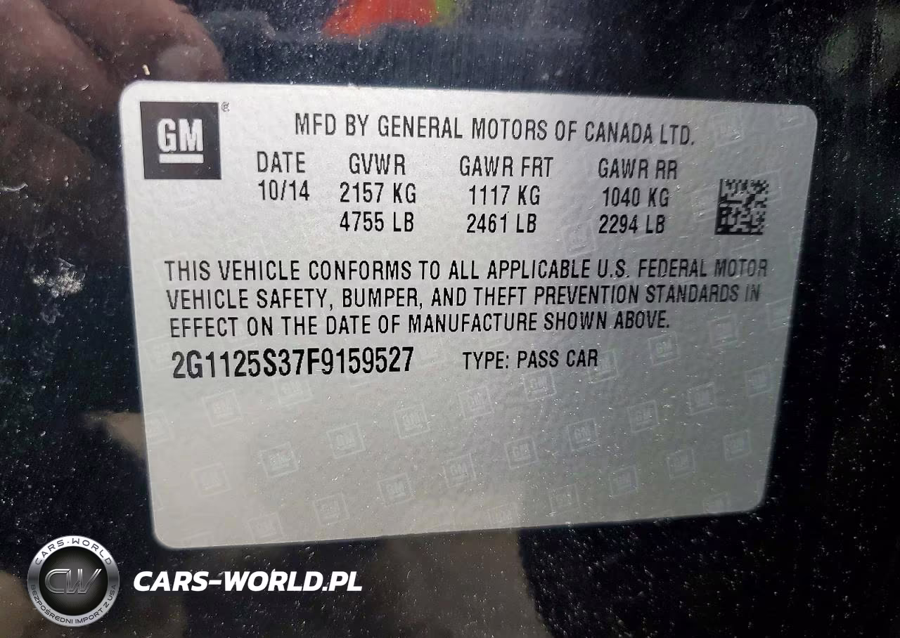 2015 Chevrolet Impala Lt VIN:2G1125S37F9159527 - 12