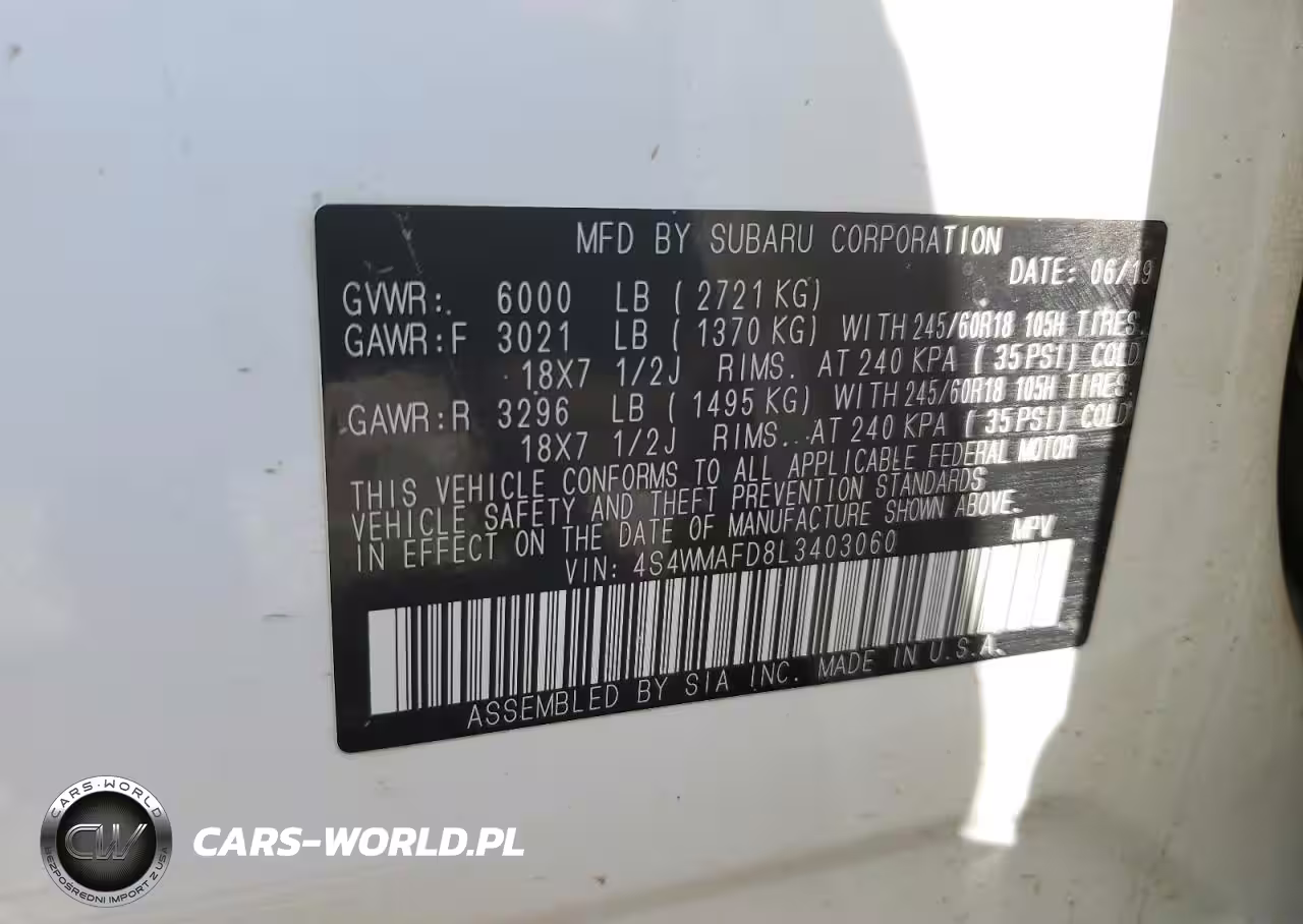 2020 Subaru Ascent Premium VIN:4S4WMAFD8L3403060 - 14