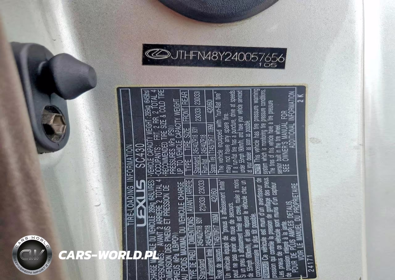 2004 Lexus Sc 430 VIN:JTHFN48Y240057656 - 12