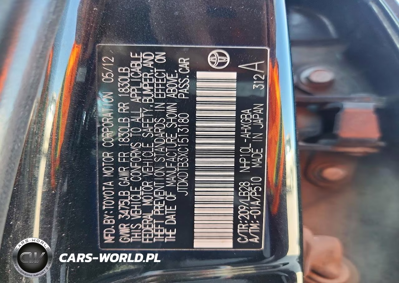 2012 Toyota Prius C Four VIN:JTDKDTB3XC1513180 - 13
