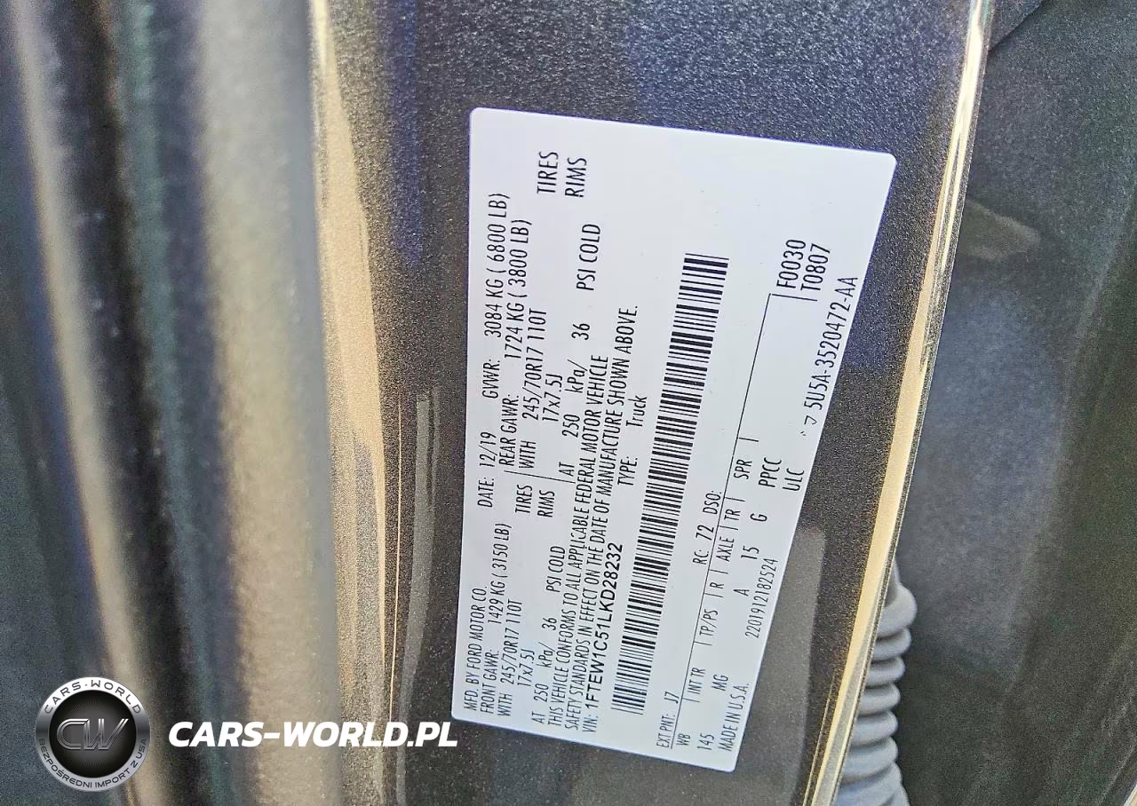 2020 Ford F150 Supercrew VIN:1FTEW1C51LKD28232 - 12