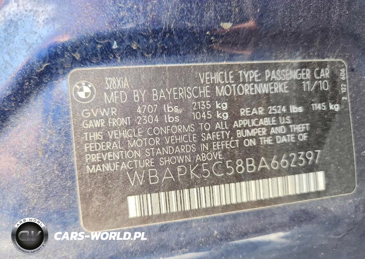 2011 BMW 328 Xi Sulev VIN:WBAPK5C58BA662397 - 13