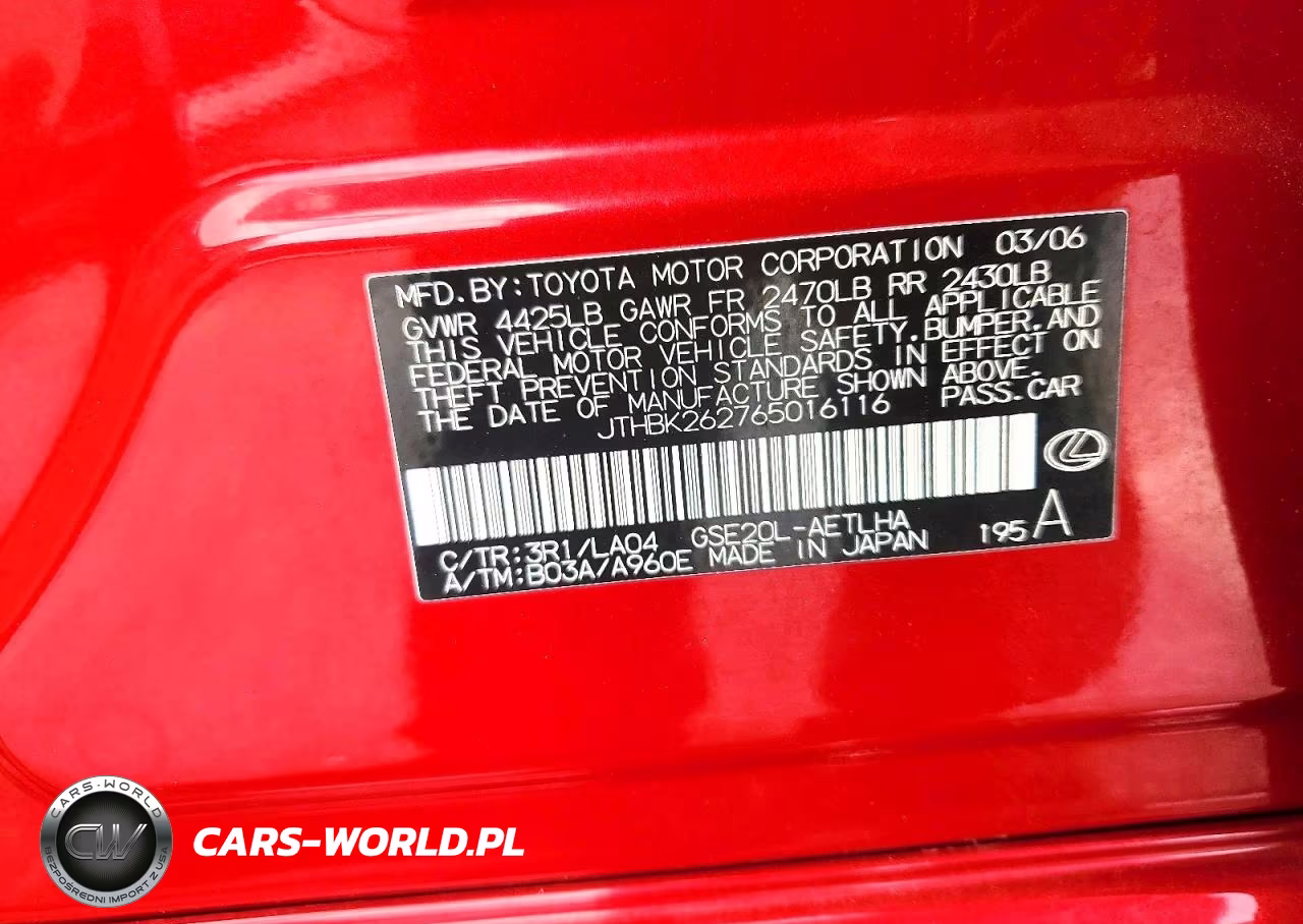 2006 Lexus Is 250 VIN:JTHBK262765016116 - 12