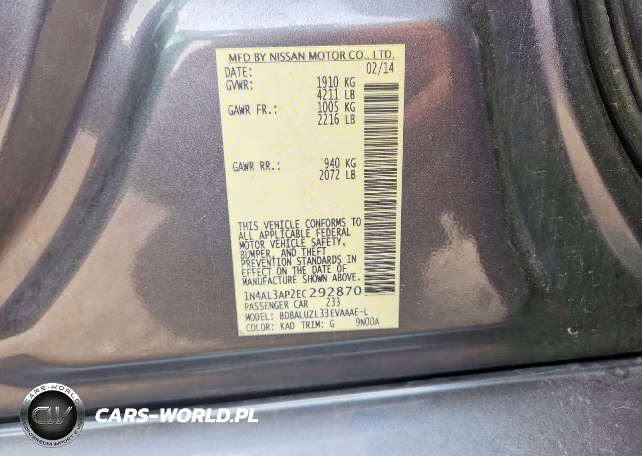 2014 Nissan Altima 2.5 Sv VIN:1N4AL3AP2EC292870 - 12