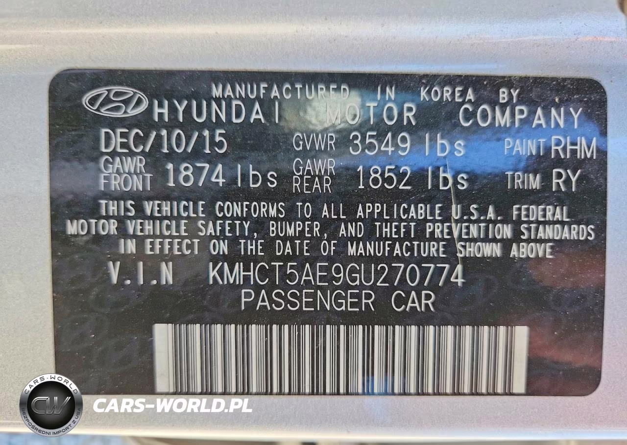 2016 Hyundai Accent VIN:KMHCT5AE9GU270774 - 12