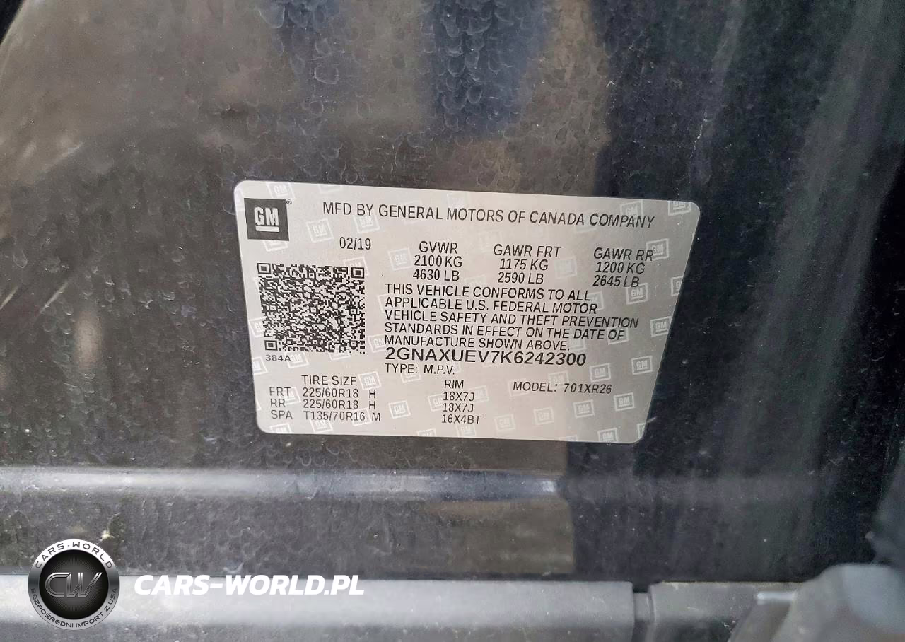 2019 Chevrolet Equinox Lt VIN:2GNAXUEV7K6242300 - 13