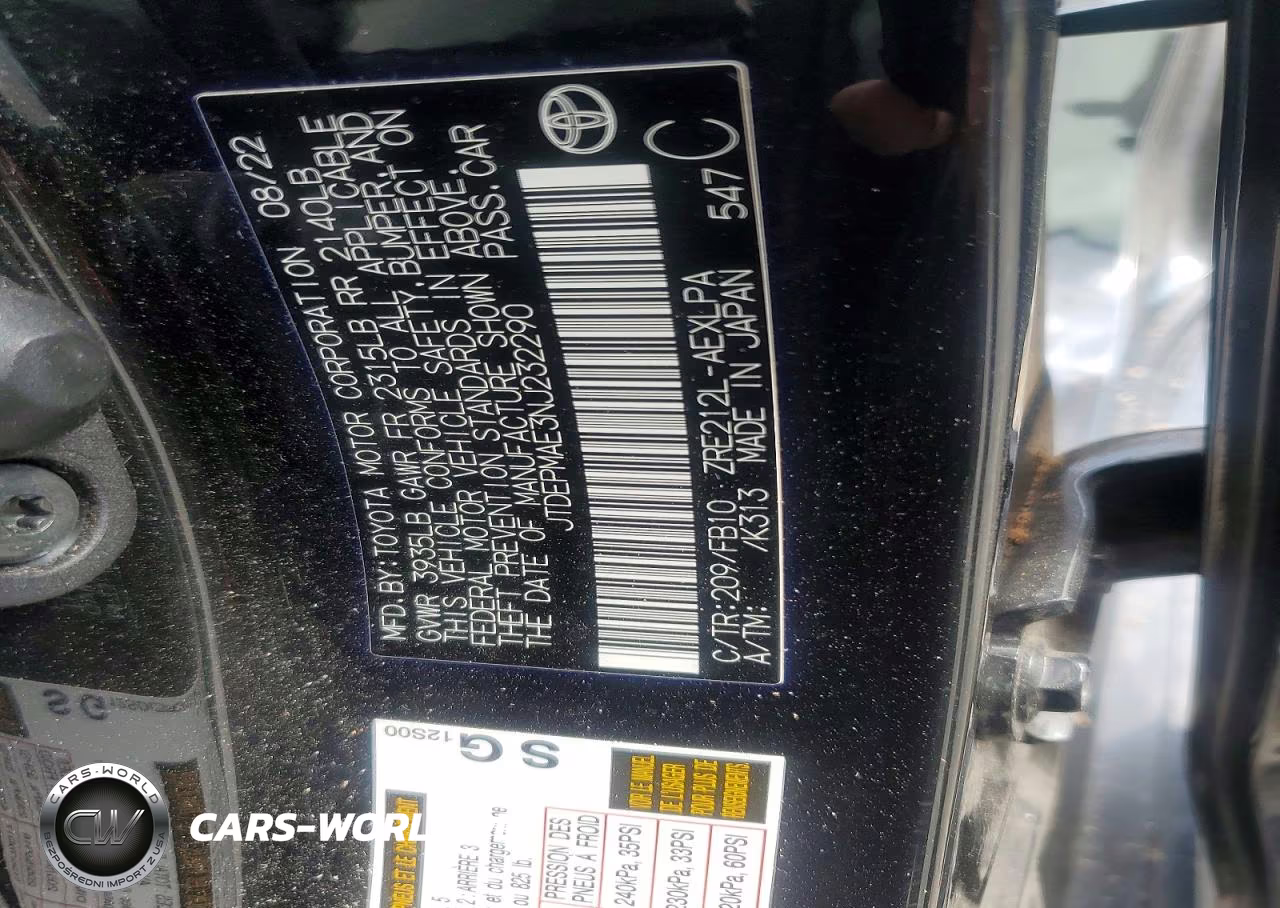 2022 Toyota Corolla Le VIN:JTDEPMAE3NJ232290 - 12
