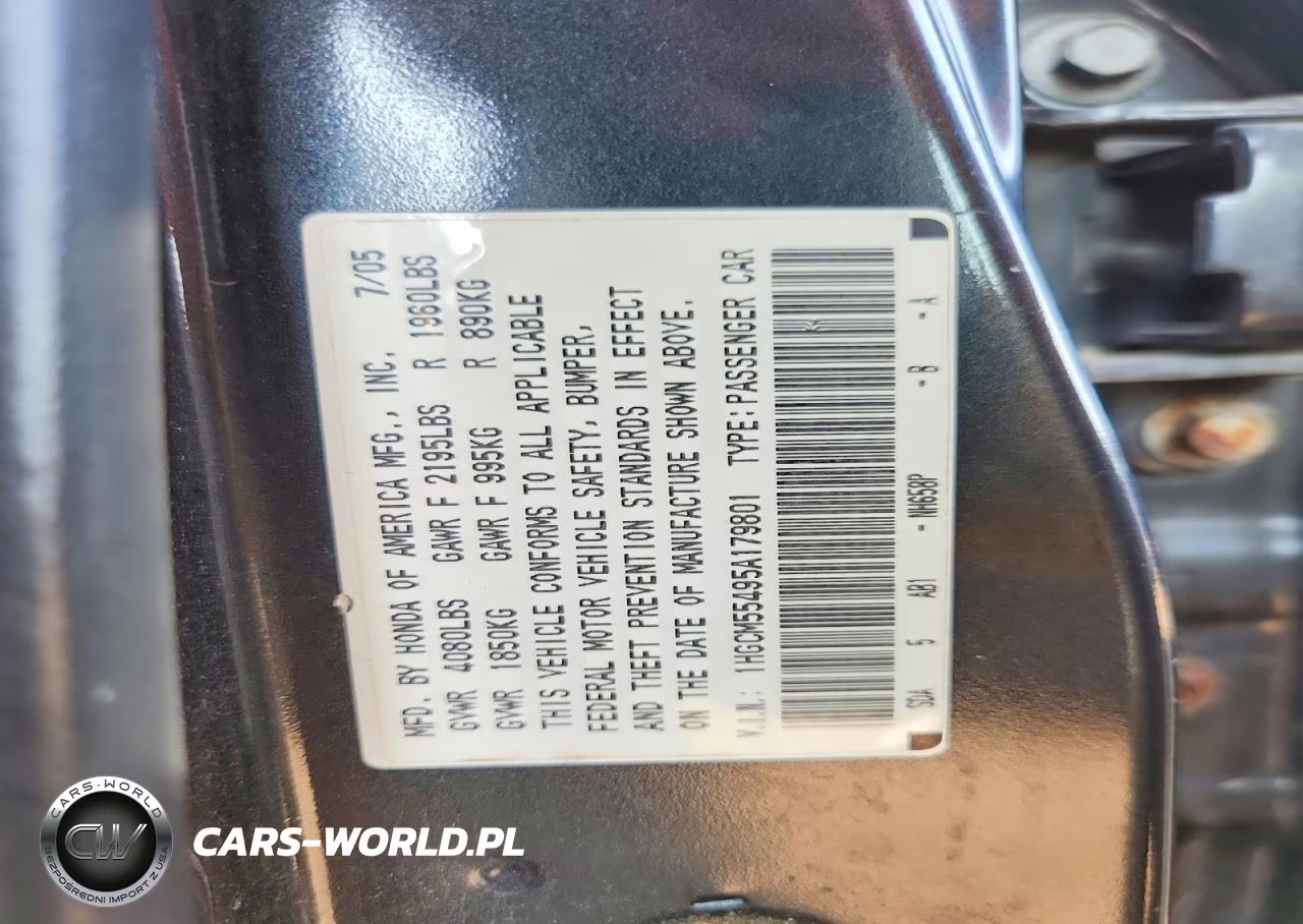 2005 Honda Accord Lx VIN:1HGCM55495A179801 - 13