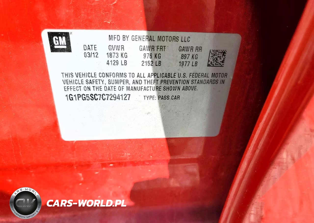 2012 Chevrolet Cruze Lt VIN:1G1PG5SC7C7294127 - 12