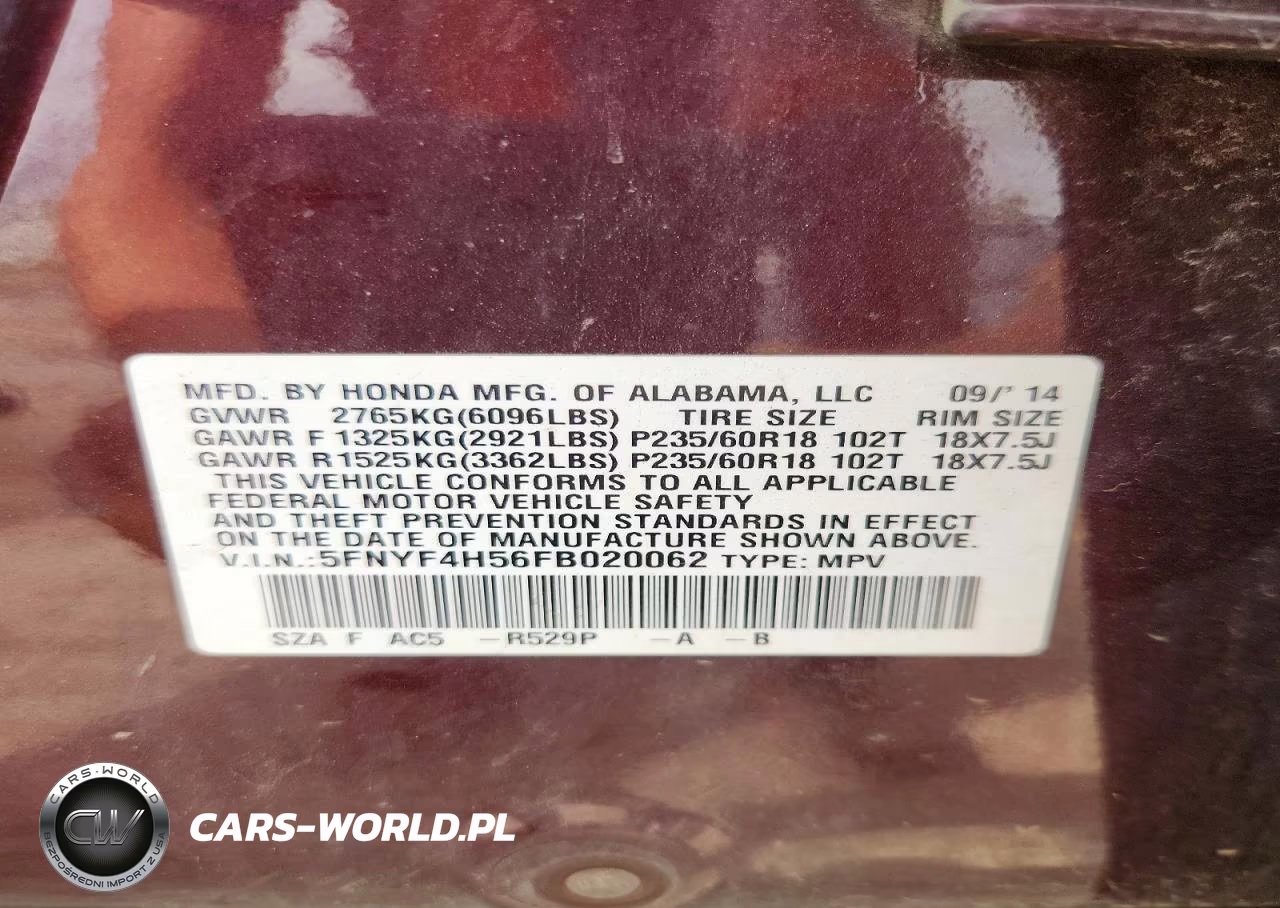 2015 Honda Pilot Exl VIN:5FNYF4H56FB020062 - 13