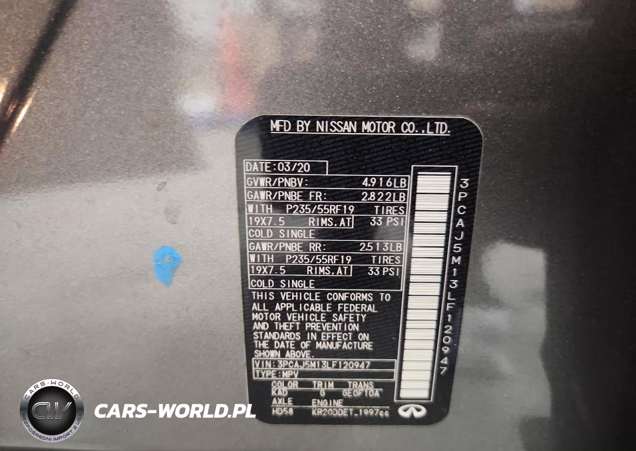 2020 Infiniti Qx50 Luxe VIN:3PCAJ5M13LF120947 - 13