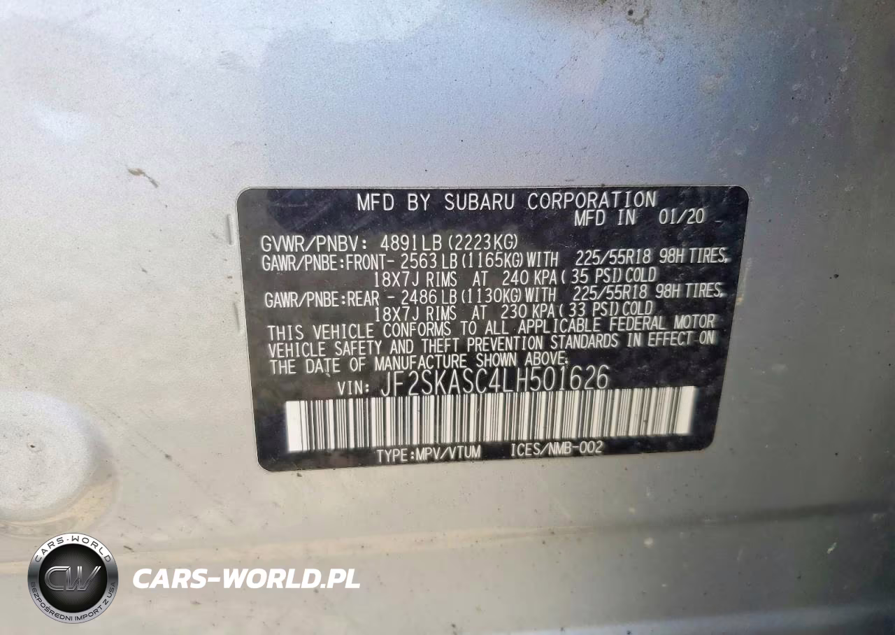 2020 Subaru Forester Limited VIN:JF2SKASC4LH501626 - 12