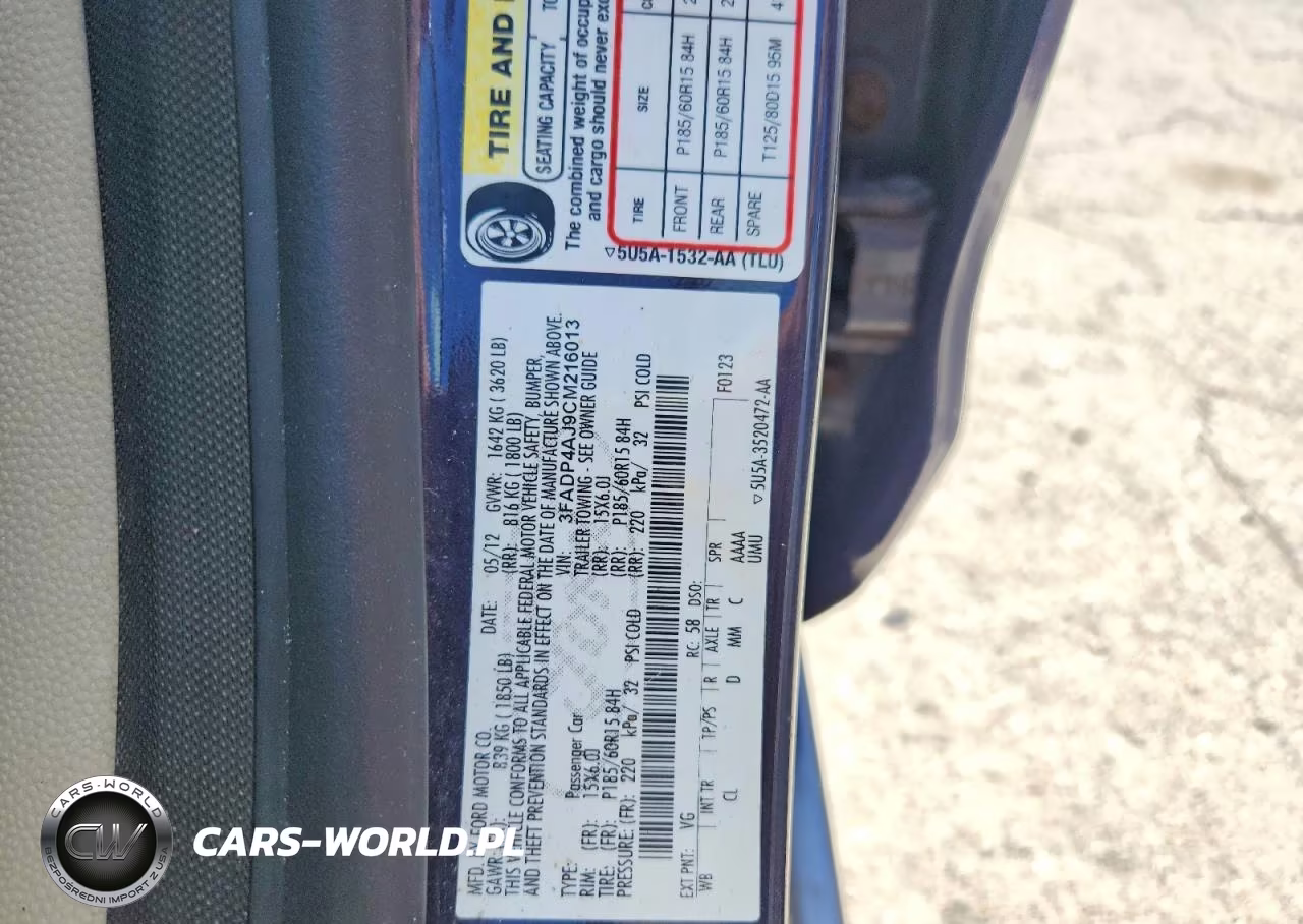 2012 Ford Fiesta S VIN:3FADP4AJ9CM216013 - 12