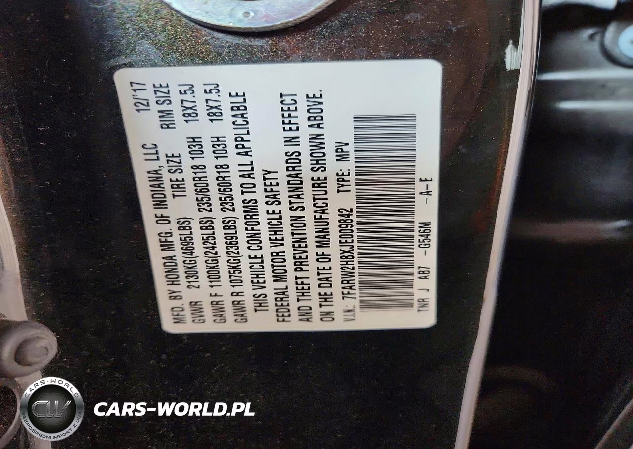 2018 Honda Cr-V Exl VIN:7FARW2H8XJE009842 - 13