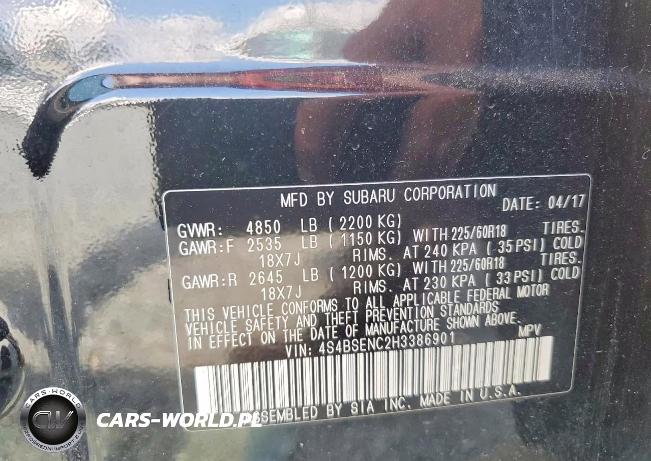 2017 Subaru Outback 3.6R Limited VIN:4S4BSENC2H3386901 - 13