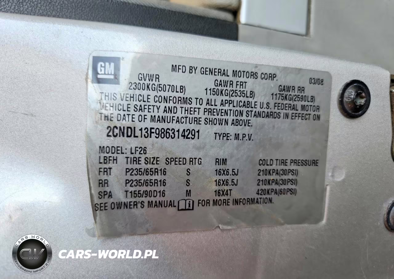 2008 Chevrolet Equinox Ls VIN:2CNDL13F986314291 - 14