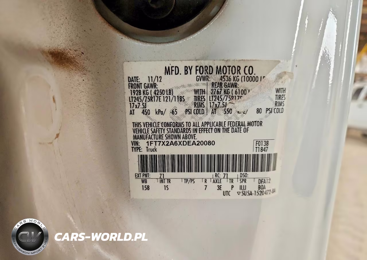 2013 Ford F250 Super Duty VIN:1FT7X2A6XDEA20080 - 12