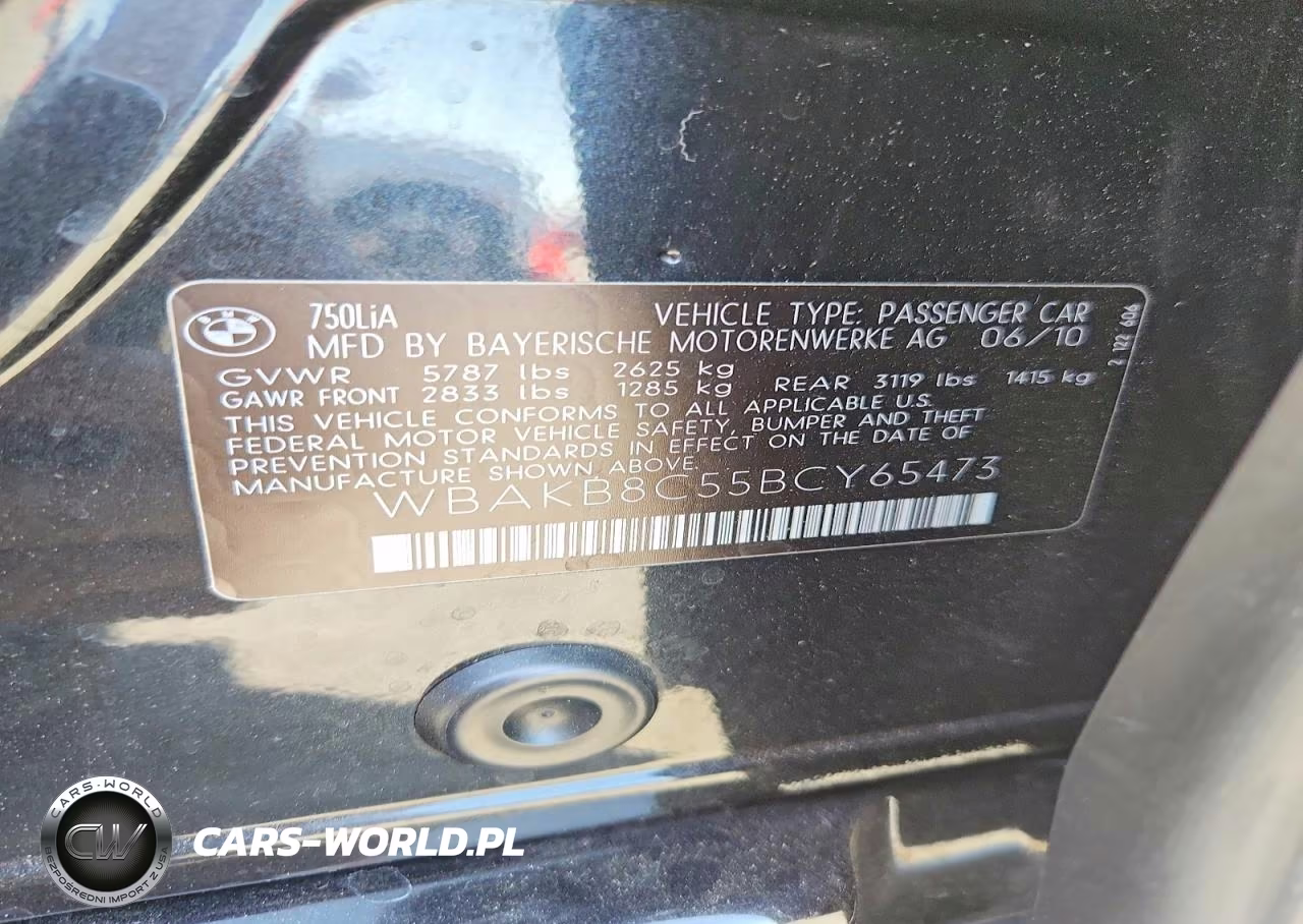 2011 BMW 750 Li VIN:WBAKB8C55BCY65473 - 12