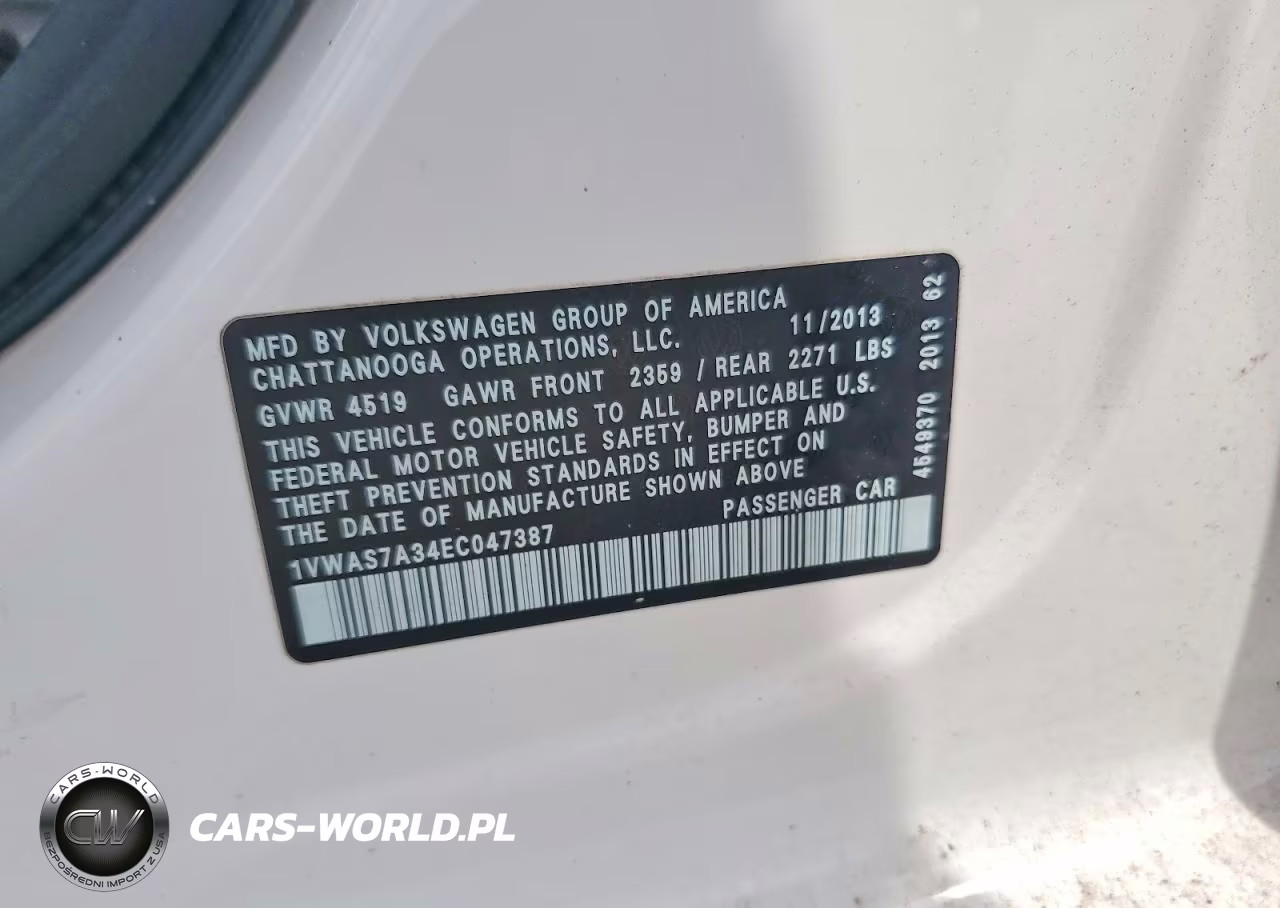 2014 Volkswagen Passat S VIN:1VWAS7A34EC047387 - 12