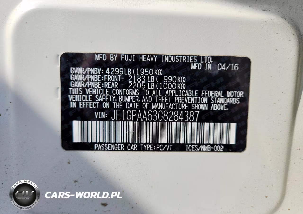 2016 Subaru Impreza VIN:JF1GPAA63G8284387 - 12