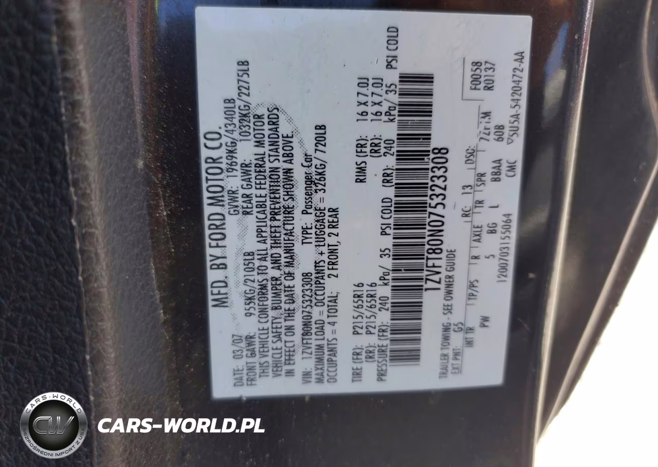 2007 Ford Mustang VIN:1ZVFT80N075323308 - 13