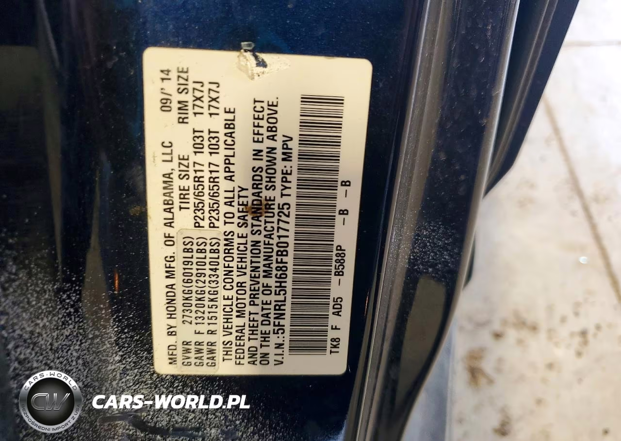 2015 Honda Odyssey Exl VIN:5FNRL5H68FB017725 - 13