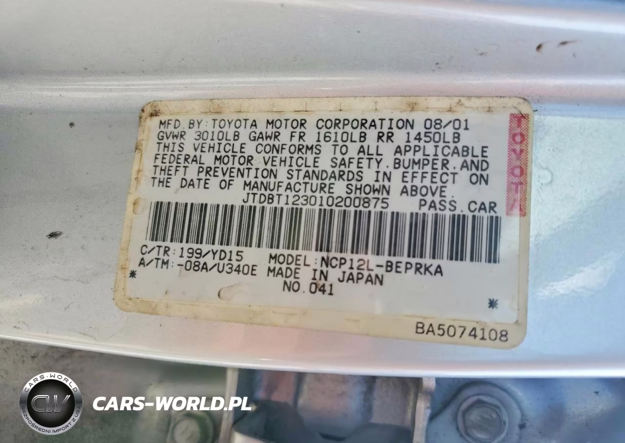 2001 Toyota Echo Base VIN:JTDBT123010200875 - 12