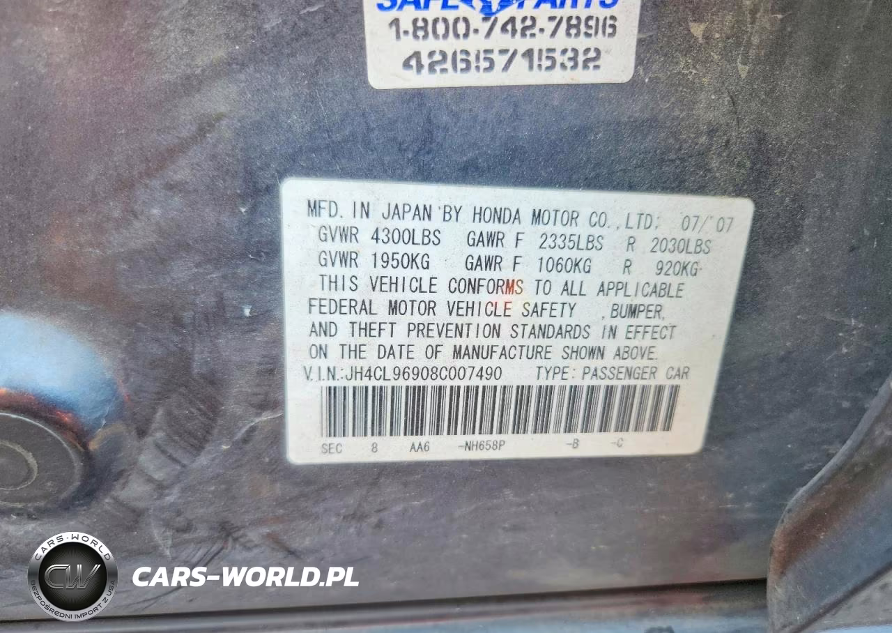 2008 Acur Tsx VIN:JH4CL96908C007490 - 12