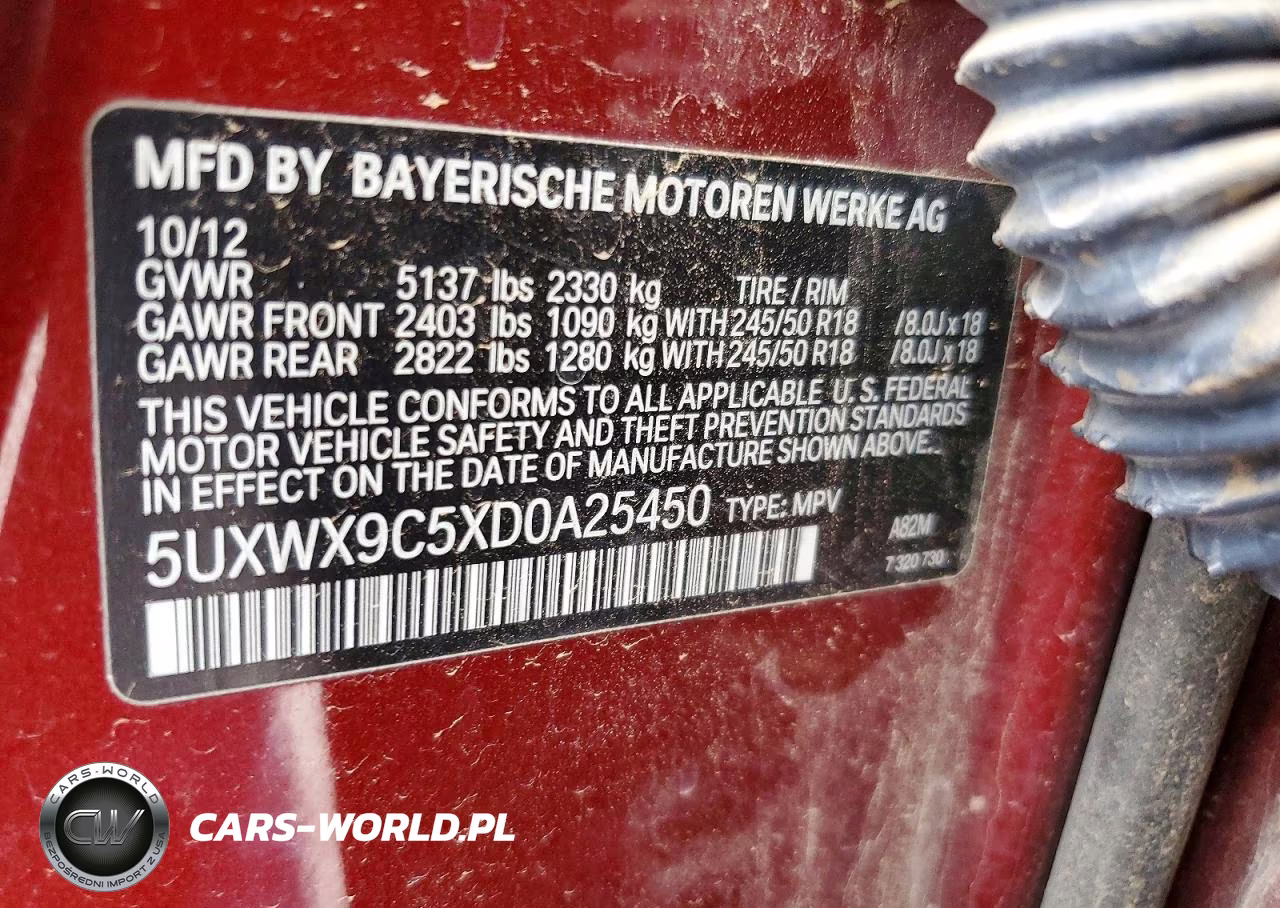 2013 BMW X3 xDrive28I VIN:5UXWX9C5XD0A25450 - 12