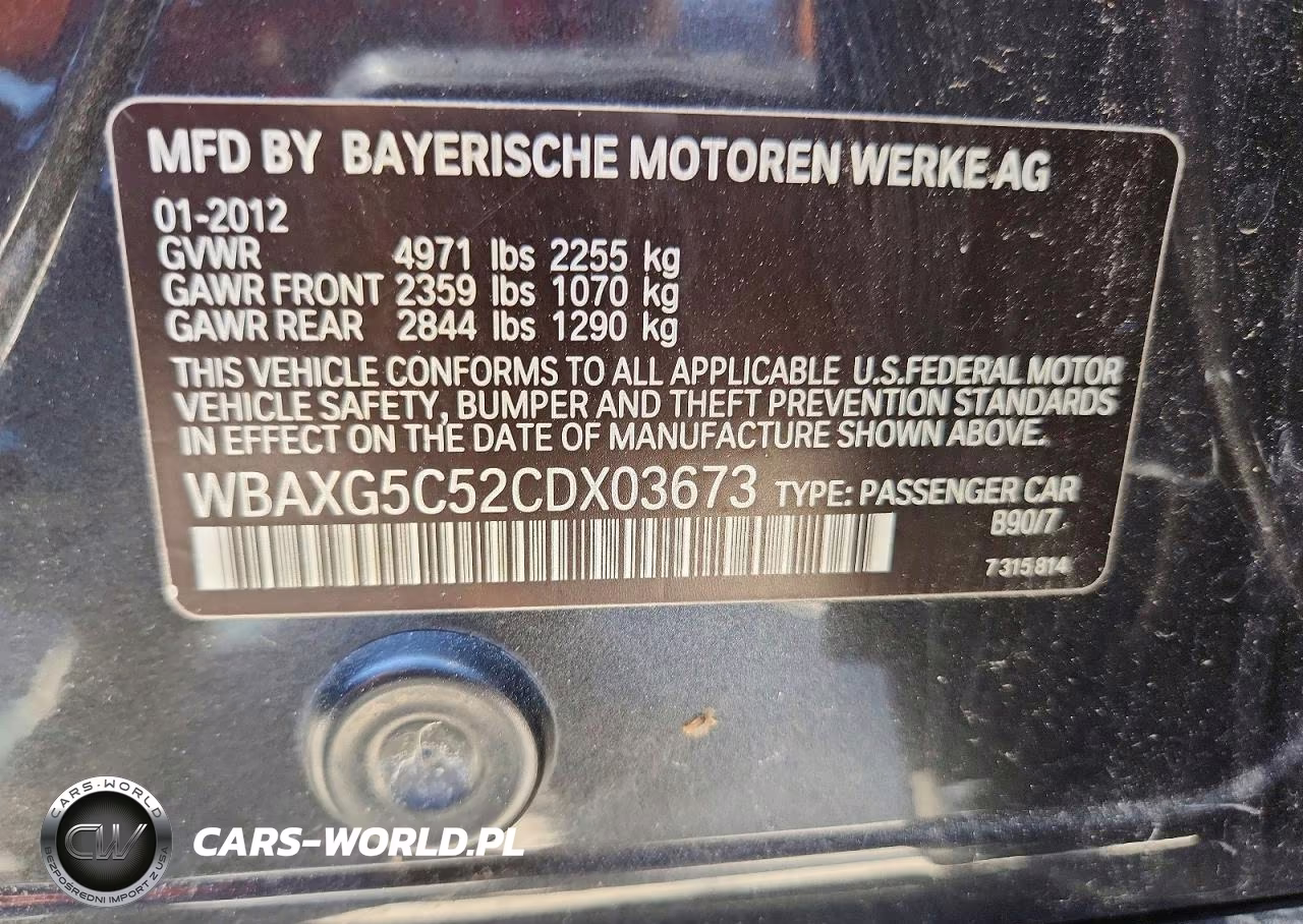 2012 BMW 528 I VIN:WBAXG5C52CDX03673 - 12