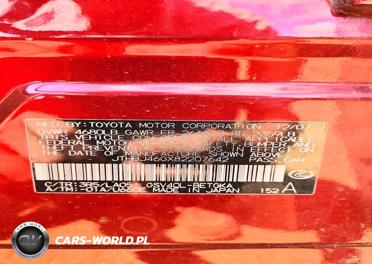2008 Lexus Es 350 VIN:JTHBJ46GX82207642 - 12